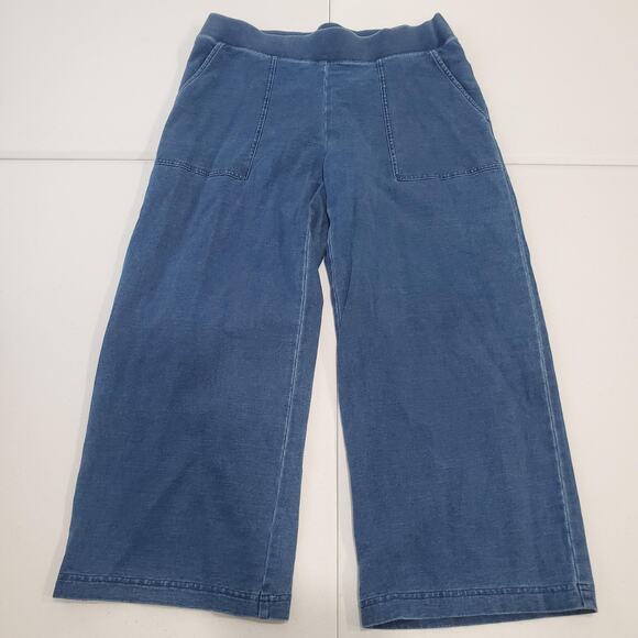 Pure Jill Indigo Pants Womens XS Blue Wide Leg Pull On Crop Soft Lounge - Picture 1 of 9